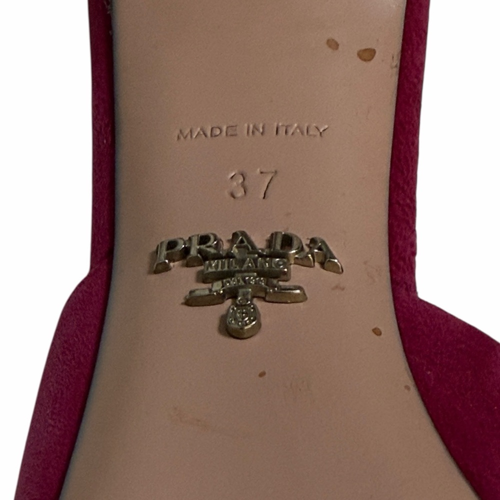 Prada Fuchsia Suede Crisscross Heeled Mules Size 37 - Picture 11 of 11